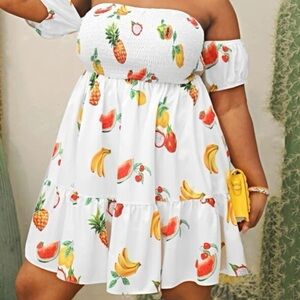 Casual Tropical Print Off The Shoulder Summer Dress